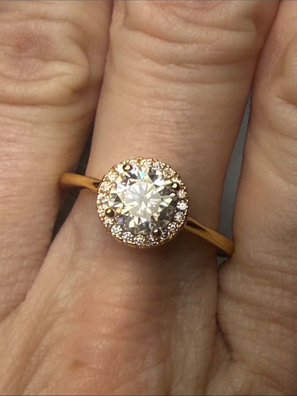 18k Gold over 925 Sterling Silver 1 CT GRA CERTIFIED Moissanite Diamond Ring